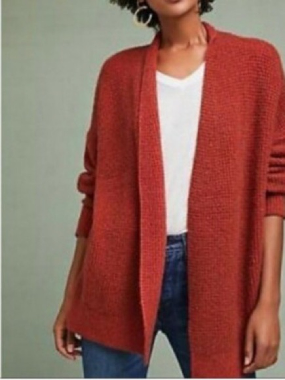 Sleeping on Snow Julienne Slouchy Knit Cardigan Rust
